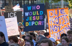 Protest against ICE in Eugene, Oregon, on June 11, 2025. Photo: Paul Jeffrey/Life on Earth