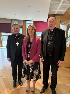 Bishop John Keenan, with Ash Regan MSP and Bishop Brian McGee