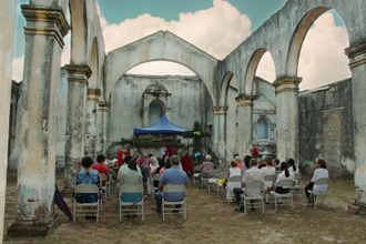 A service taking place in a demolished church in Floro Perez, Holguin Diocese, Cuba. Image © ACN