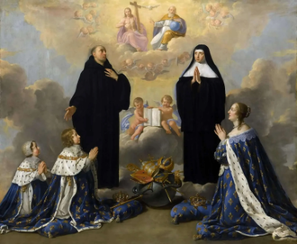 Anne of Austria and her Children at Prayer with St Benedict and St. Scholastica  by Philippe de Champaigne © Château de Versailles, France