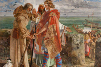 King Egfrid and Bishop Trumwine persuade Cuthbert to be made Bishop by William Bell Scott © Wallington Collection, National Trust