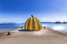 Giant Pumpkin,  by Yayoi Kusama, (born 1929)  2016,  Naoshima Art island, Japan  © Alamy images