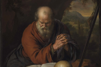 Hermit Praying in the Wilderness, by Willem van Mieris, 1707. Oil on panel © The Leiden Collection