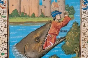Jonah being Devoured by the Whale, Illustration from Bible of St John XXII,14th C, Manuscript from Palace of the Popes of Avignon© Musée Atger, Montpellier, France