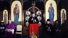 Bishop Nowakowski leads prayers at the Ukrainian Catholic Cathedral of the Holy Family in Exile