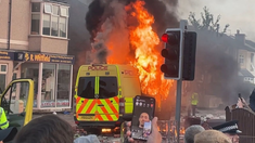Van on fire during 2024 Southport Riots 30 July 2024 Wiki Image StreetMic LiveStream