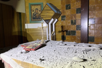 Drone-damaged Blessed McGivney Apartment Complex, Ankawa, Erbil, Kurdistan region. Image © Chaldean Archdiocese of Erbil  