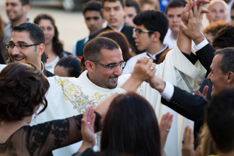 Father Bashar Fawadleh at his 2014 ordination Mass in Ramallah. Image: © ACN