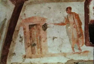 Jesus Christ raising Lazarus from the dead, Catacombs of Callistus, Rome © Christian Art