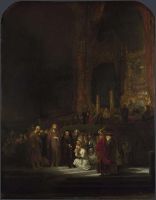 Christ and the Woman taken in Adultery, by Rembrandt, 1644  © National Gallery,  London