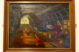Underground train - painting by David Lawrance