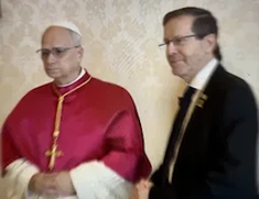 Pope Leo and President Herzog during their meeting on 4 September last year.