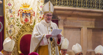 Cardinal Pizzaballa at the Easter Vigil Mass in the Church of the Holy Sepulchre. Image: LPJ