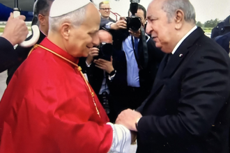 Pope Leo was welcomed at Algiers Airport by President Abdelmadjid Tebboune