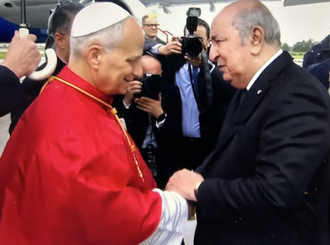 Pope Leo was welcomed at Algiers Airport by President Abdelmadjid Tebboune