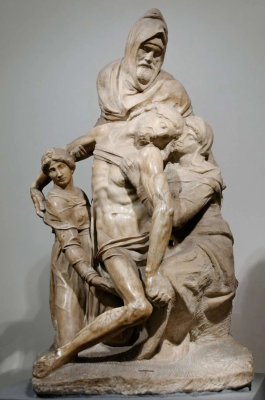 The Florence Pieta, Nicodemus taking down Christ from the Cross, by Michelangelo di Lodovico Buonarroti Simoni. Unfinished marble sculpture,1547-1555 ©Museo dell'Opera del Duomo in Florence