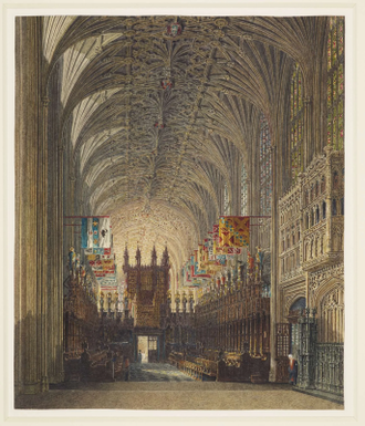 Interior of St George's Chapel, Windsor Castle,  from 'Royal Residences', by Thomas Sutherland, published by William Henry Pyne, 1819 © Alamy / © Royal Collection Enterprises Limited 2026