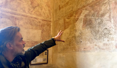 Justin with the frescoes of St George
