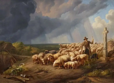 Flock of Sheep overtaken by a Storm,   by Eugène Joseph Verboeckhoven,  1870 © Lempertz Cologne, sold 16 November 2024