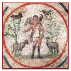 The Good Shepherd,  Cubiculum of the Donna Velata,  Ceiling fresco,   Roman Early Christian, 3C