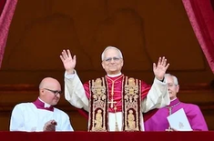 Pope Leo appears on the balcony of St Peter's