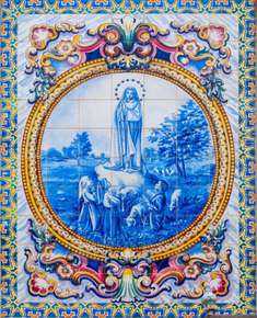Our Lady of Fatima,  Azulejo, painted ceramic tiles,  Portugal, 20thC © Alamy