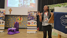In her address, Latoya Likambi encouraged Year 12 students at St John Plessington Catholic College to think boldly about their futures.