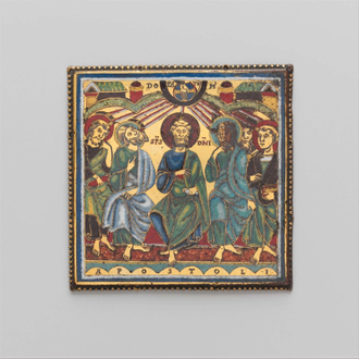Enamel plaque depicting Pentecost, Made in Meuse Valley, South Netherlands, Circa 1150-1175, Champlevé and translucent enamel on copper gilt © Metropolitan Museum, New York