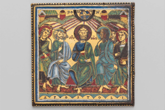 Enamel plaque depicting Pentecost, Made in Meuse Valley, South Netherlands, Circa 1150-1175, Champlevé and translucent enamel on copper gilt © Metropolitan Museum, New York