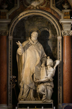 Saint Philip Neri,  Sculpture by Alessandro Algardi, carved marble, gilt-bronze halo  © Santa Maria in Vallicella, Rome