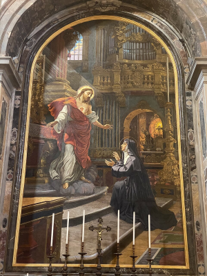 Saint Peter's Basilica, Rome, Altar of the Sacred Heart, mosaic. The painting for the mosaic was by Carlo Muccioli in 1919-20.Wiki Image