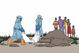 Ebola illustration: safe burial. Image: CDC Global