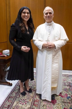 Ms Alvarado with Pope Leo