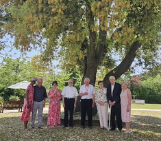 Elizabeth Horsbrough, Chris Horsbrough, Chairman St Vincent's Nursing Home,  Paulette Stone, Fr John Deehan, past Chair SVNH,  Fr  Brian Reynolds, Bernie and George Curtis, Jacquie Scott, past Chair SVNH.