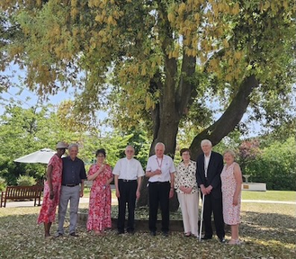 Elizabeth Horsbrough, Chris Horsbrough, Chairman St Vincent's Nursing Home,  Paulette Stone, Fr John Deehan, past Chair SVNH,  Fr  Brian Reynolds, Bernie and George Curtis, Jacquie Scott, past Chair SVNH.