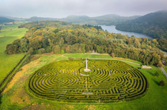 Castlewellan Peace Maze,  Castlewellan Forest Park, Mourne Mountains, County Down, Northern Ireland. Officially opened in 2001  © Alamy