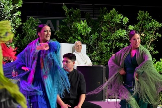 Sara Baras with her flamenco troupe