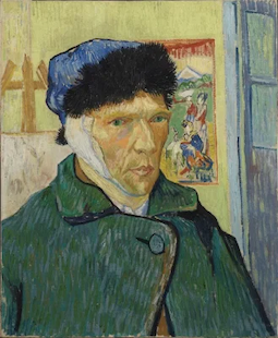 Self-Portrait with Bandaged Ear, by Vincent van Gogh, (1853-1890) painted in 1889 © Courtauld Institute, London