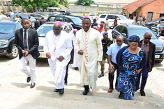 Bishop Jude Arogundade entering St Francis Xavier Church shortly after the 2022 massacre. Image © Diocese of Ondo