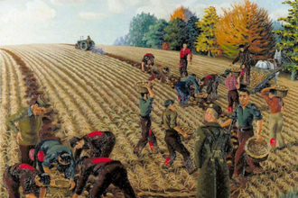Italian Prisoners of War Working on the Land by Michael Ford 1942 © Imperial War Museum