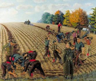 Italian Prisoners of War Working on the Land by Michael Ford 1942 © Imperial War Museum