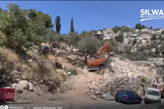 Bulldozers smash fence and demolish orchard