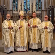 l-r: Fr Gerard Wilberforce, Bishop Nicholas Hudson, Fr Anthony O'Gorman and Canon John Webb. Image: ben@nativemultimedia
