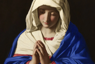 The Virgin in Prayer  by Giovanni Battista Salvi da Sassoferrato,   Painted 1640-1650  © National Gallery, London, UK