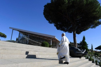 Pope during the inauguration of Borgo Laudato si'