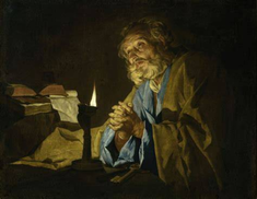 Saint Peter in prayer by Matthias Stom,  painted 1633 - 1640   © National Museum, Warsaw