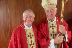 Fr Jim Duffy with Cardinal Vincent Nichols. Image: Eddie Tulasiewicz