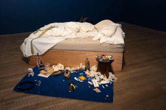 My Bed   Installation by Tracey Emin, born 1963. Created 1998. Mixed media  © Tracey Emin, all rights reserved / Wikimedia