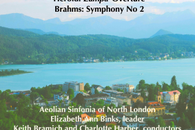 Poster shows Jan Hrdlicka's 2023 photo of Pörtschach am Wörthersee,  Austria, where Brahms composed Symphony No 2.