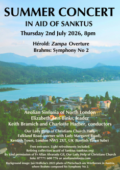 Poster shows Jan Hrdlicka's 2023 photo of Pörtschach am Wörthersee,  Austria, where Brahms composed Symphony No 2.